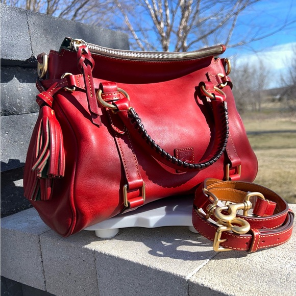 Dooney & Bourke Handbags - Dooney & Bourke Red Florentine Leather Satchel EUC